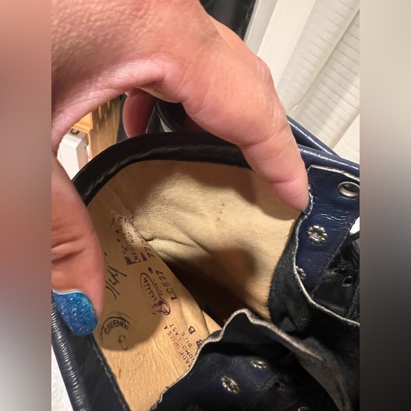 Justin Navy Leather Lace-Up Roper Boots size 8 - Picture 4 of 9